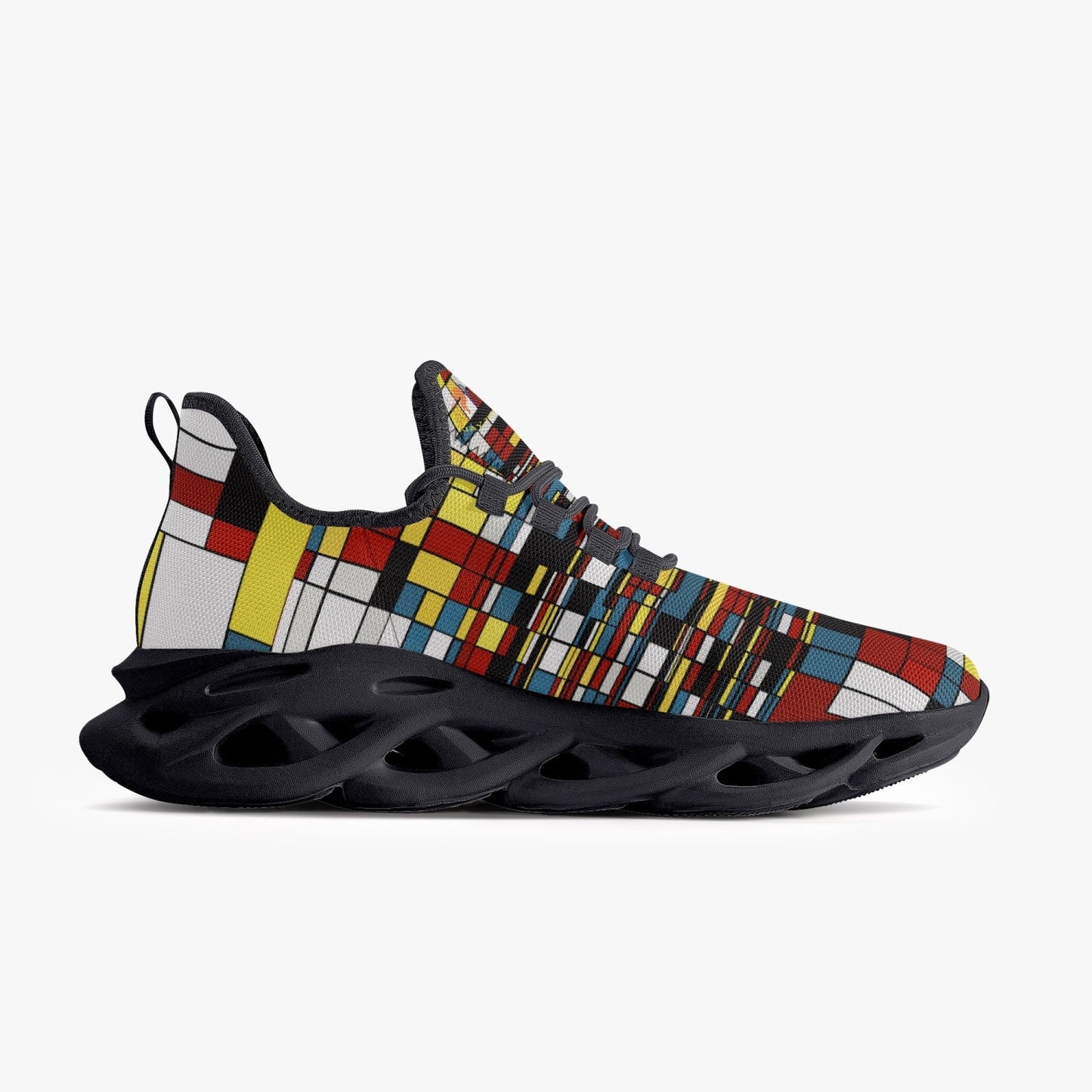 Jay Terrell Rubik Cube Bounce Mesh Knit Sneakers - Black - Xpreshun Fashions