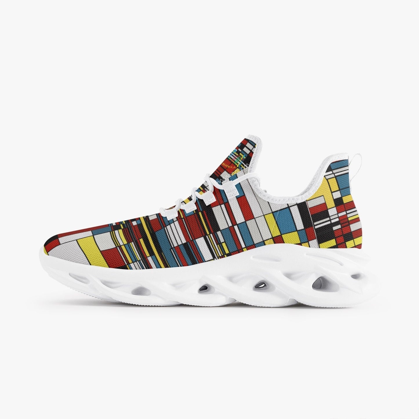 Jay Terrell Rubik Cube Bounce Mesh Knit Sneakers - White - Xpreshun Fashions
