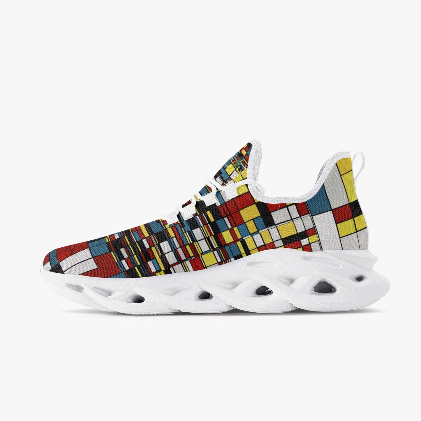 Jay Terrell Rubik Cube Bounce Mesh Knit Sneakers - White - Xpreshun Fashions