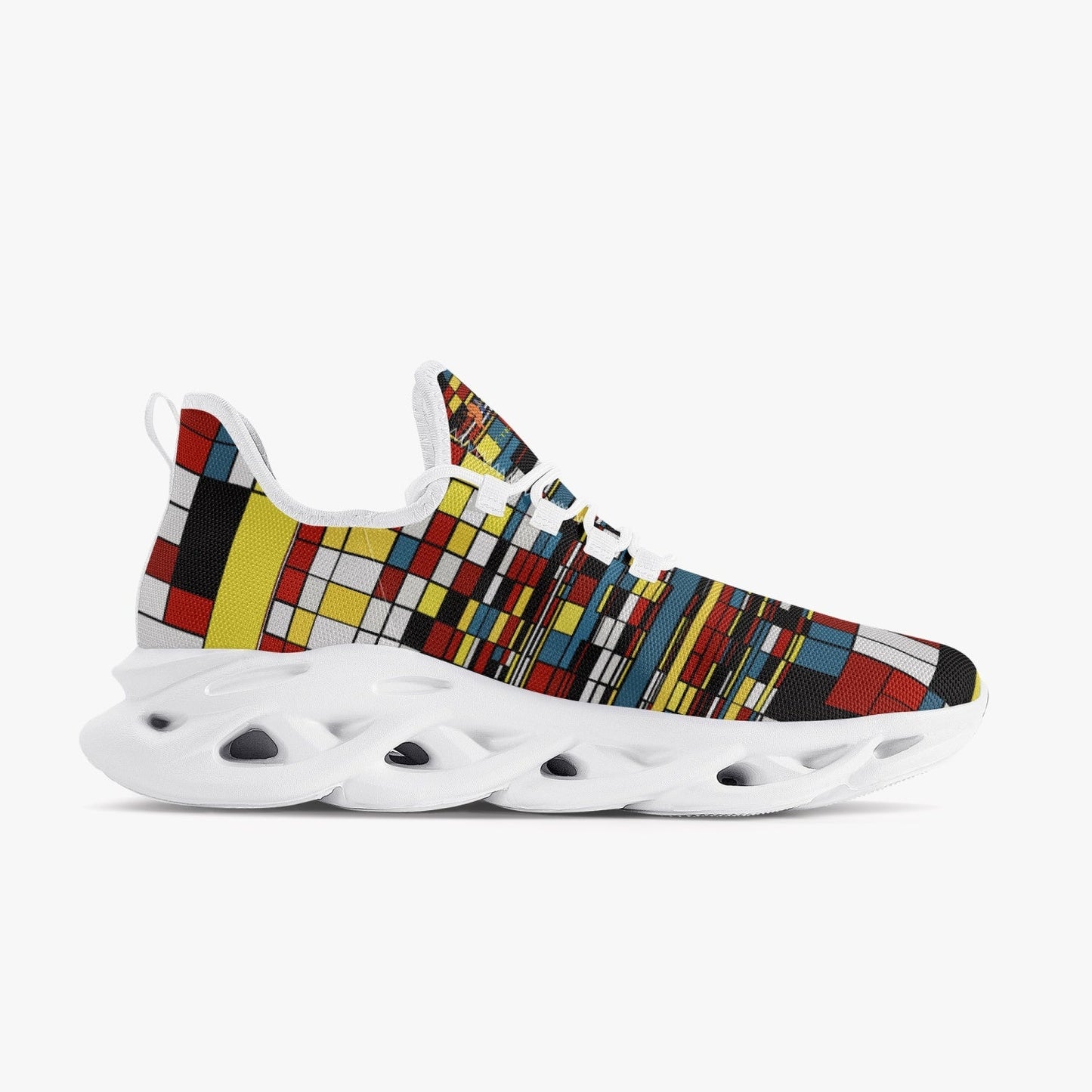 Jay Terrell Rubik Cube Bounce Mesh Knit Sneakers - White - Xpreshun Fashions