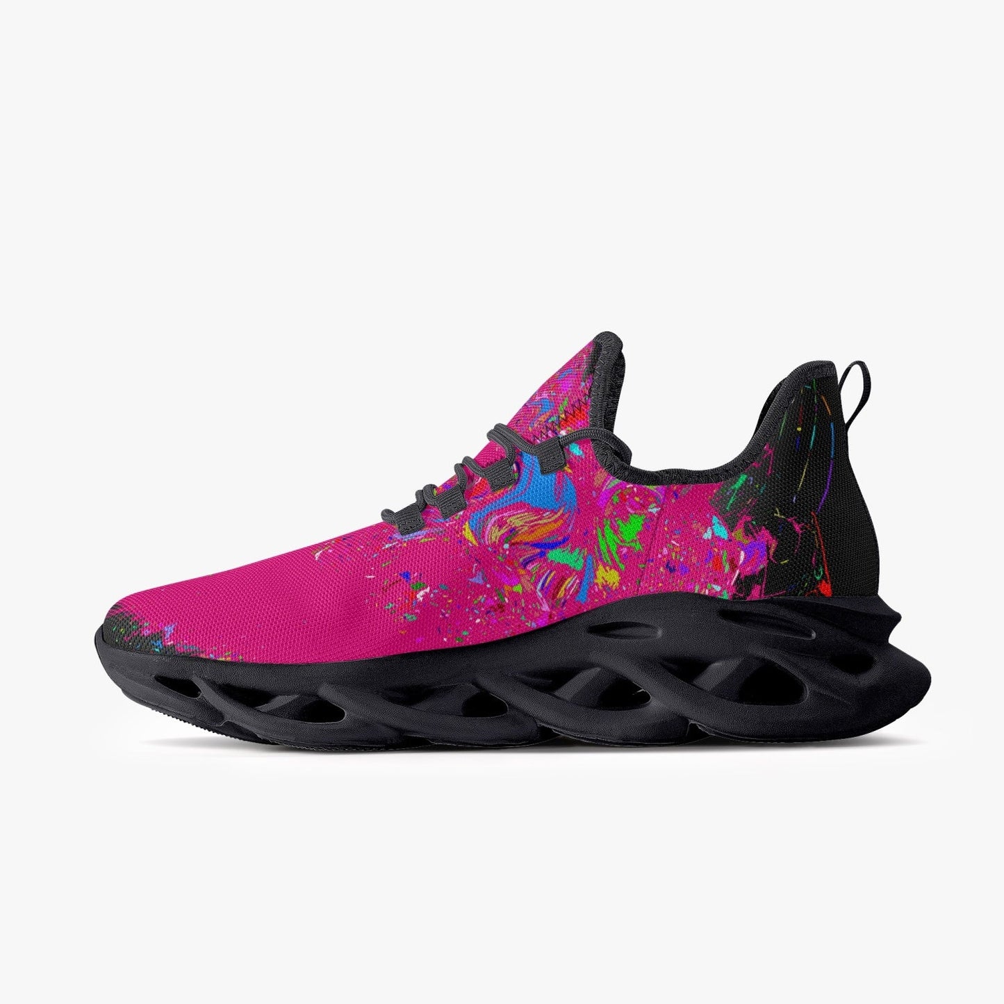 Pretty Woman in Pink Bounce Mesh Knit Sneakers - Black