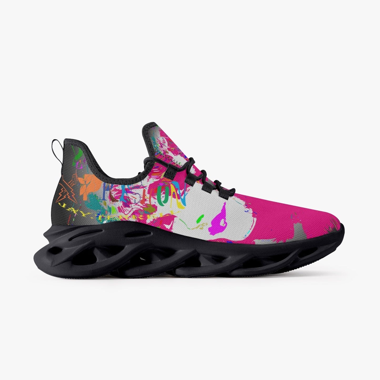 Pretty Woman in Pink Bounce Mesh Knit Sneakers - Black