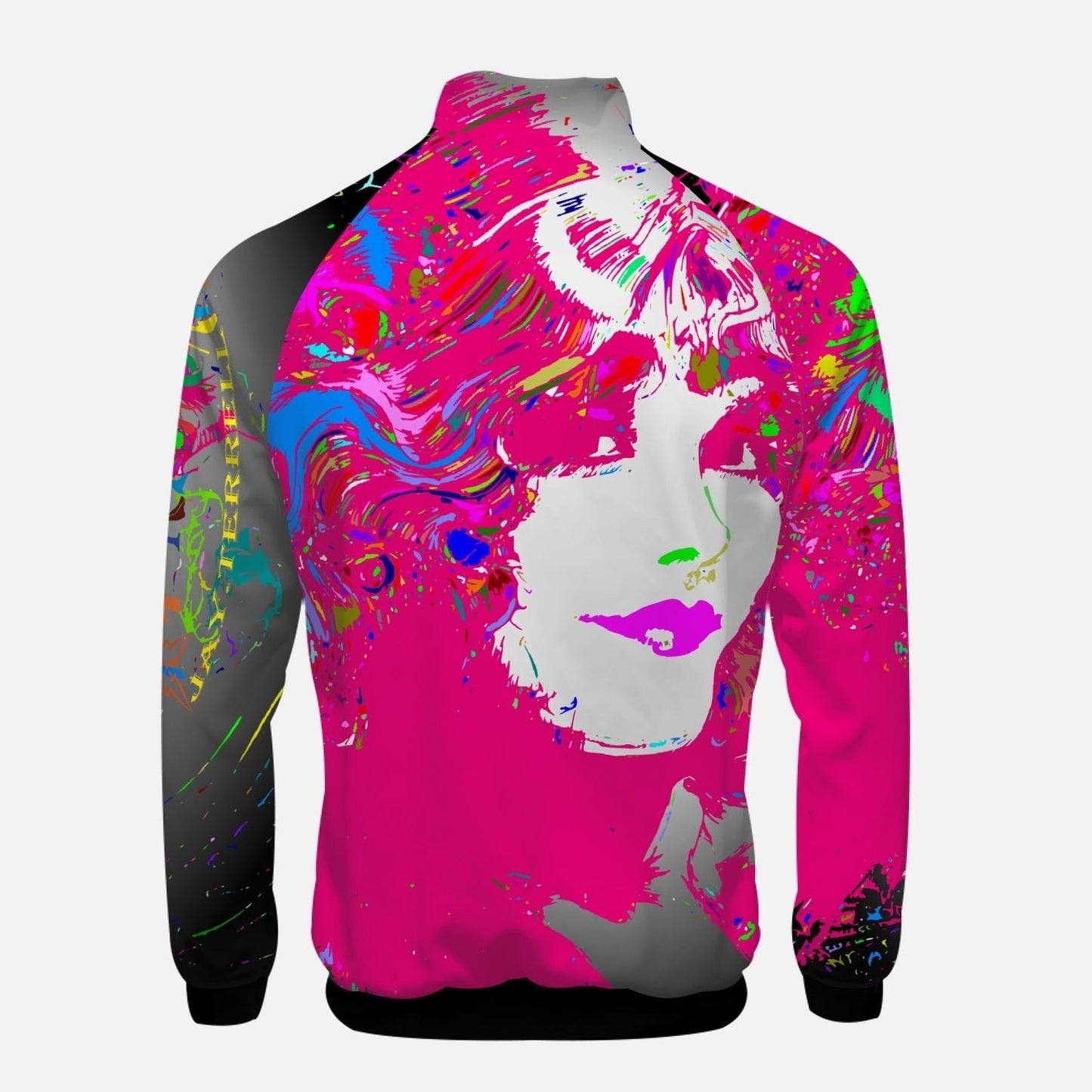 Pretty Woman in Pink Stand Collar Zipper-up Hoodie