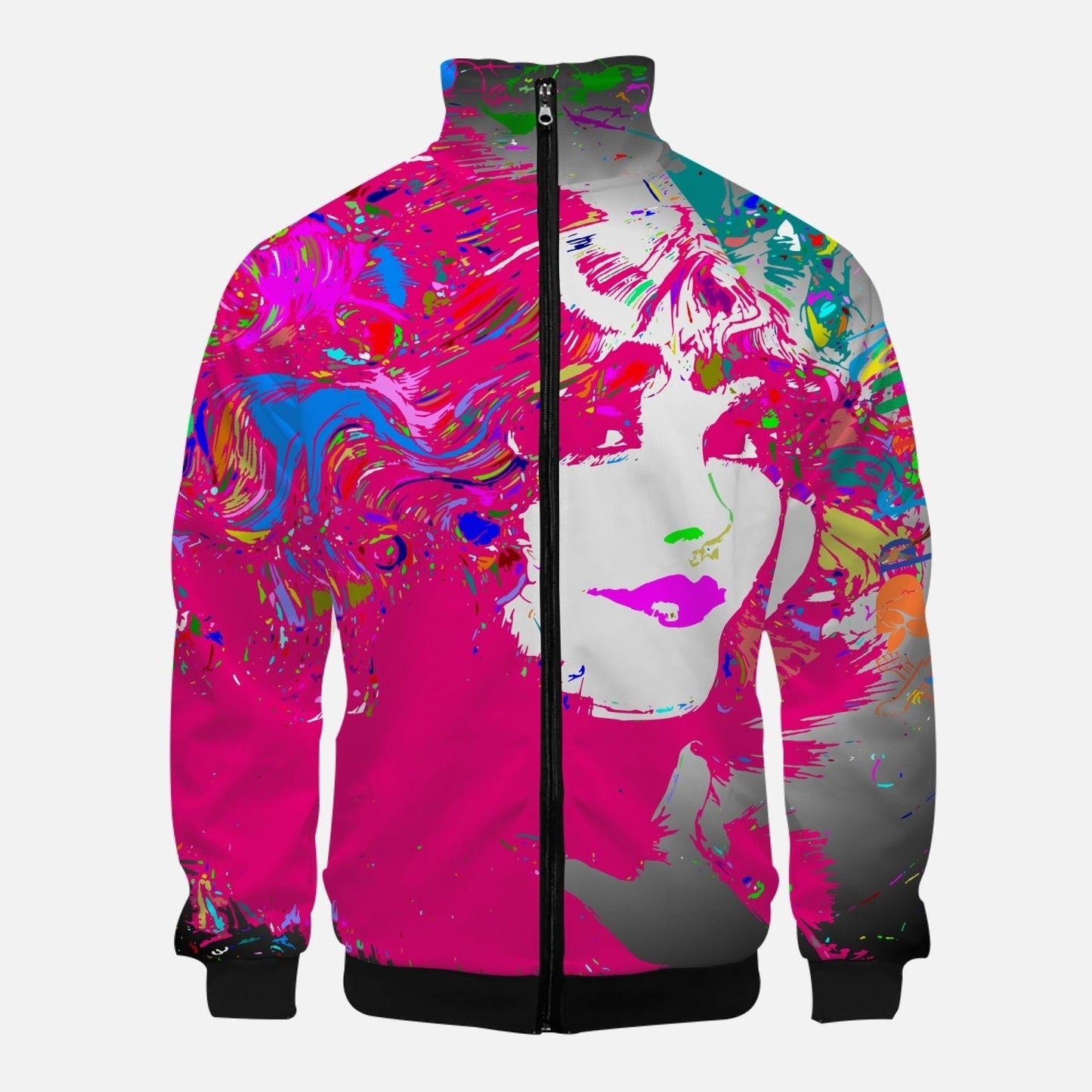 Pretty Woman in Pink Stand Collar Zipper-up Hoodie - Xpreshun Fashions
