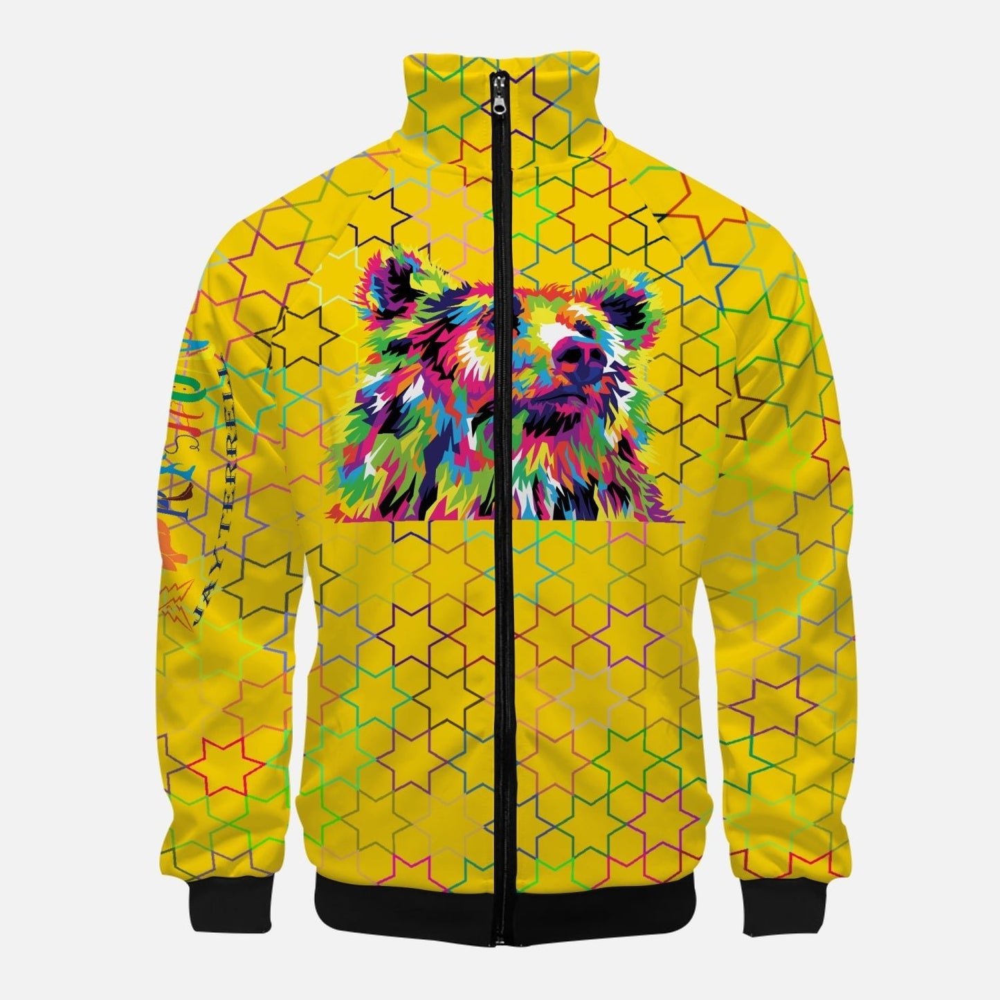 Surrounded by Stars (gold) Stand Collar Zipper-up Hoodie