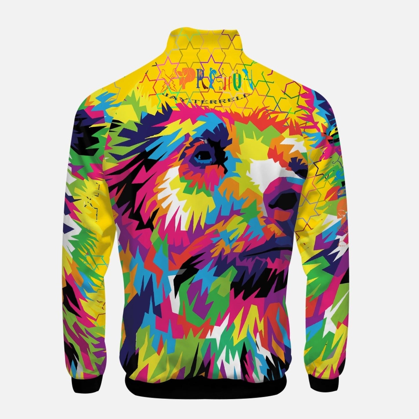 Xpreshun Animal Print (gold) Stand Collar Zipper-up Hoodie