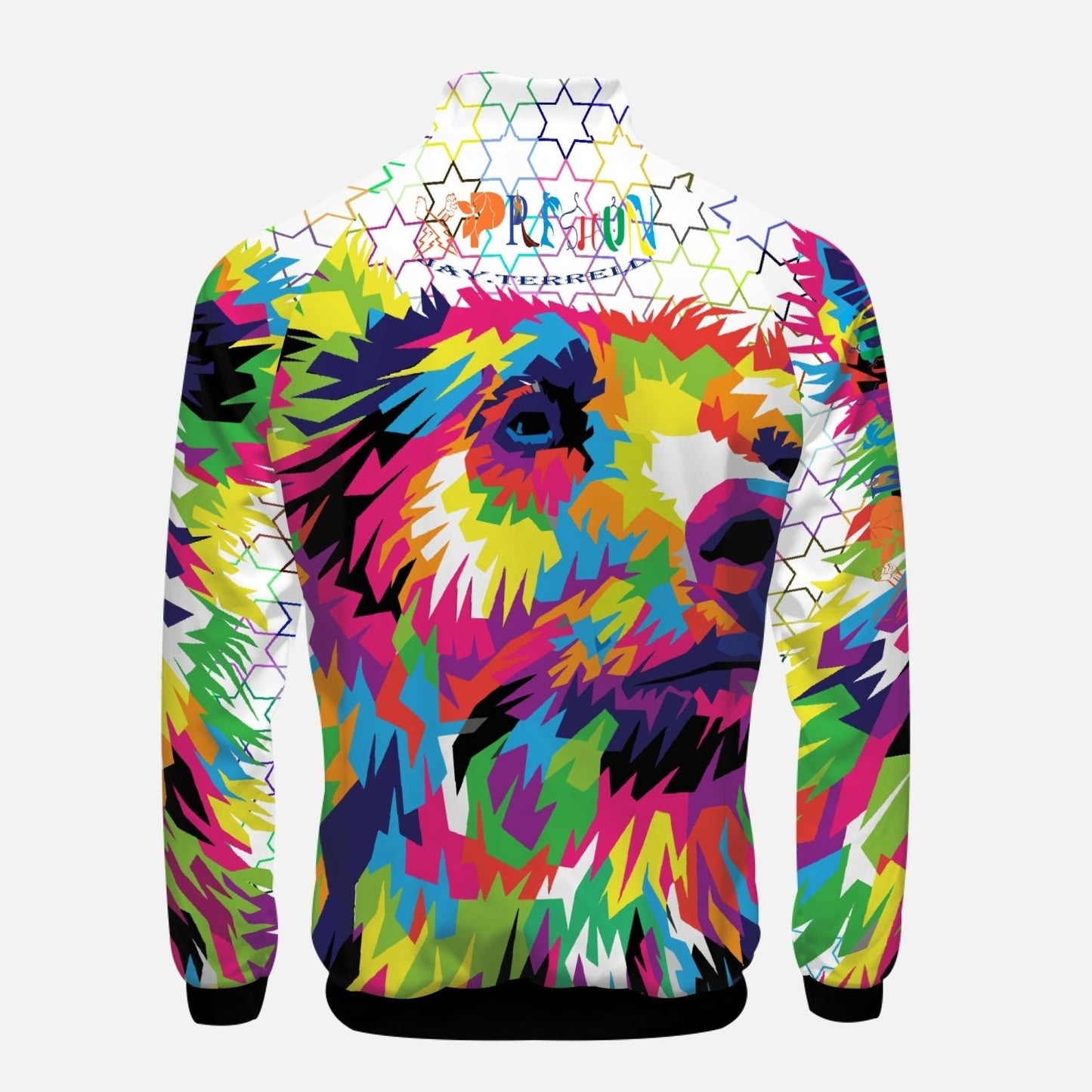 Xpreshun Animal Print (white) Stand Collar Zipper-up Hoodie