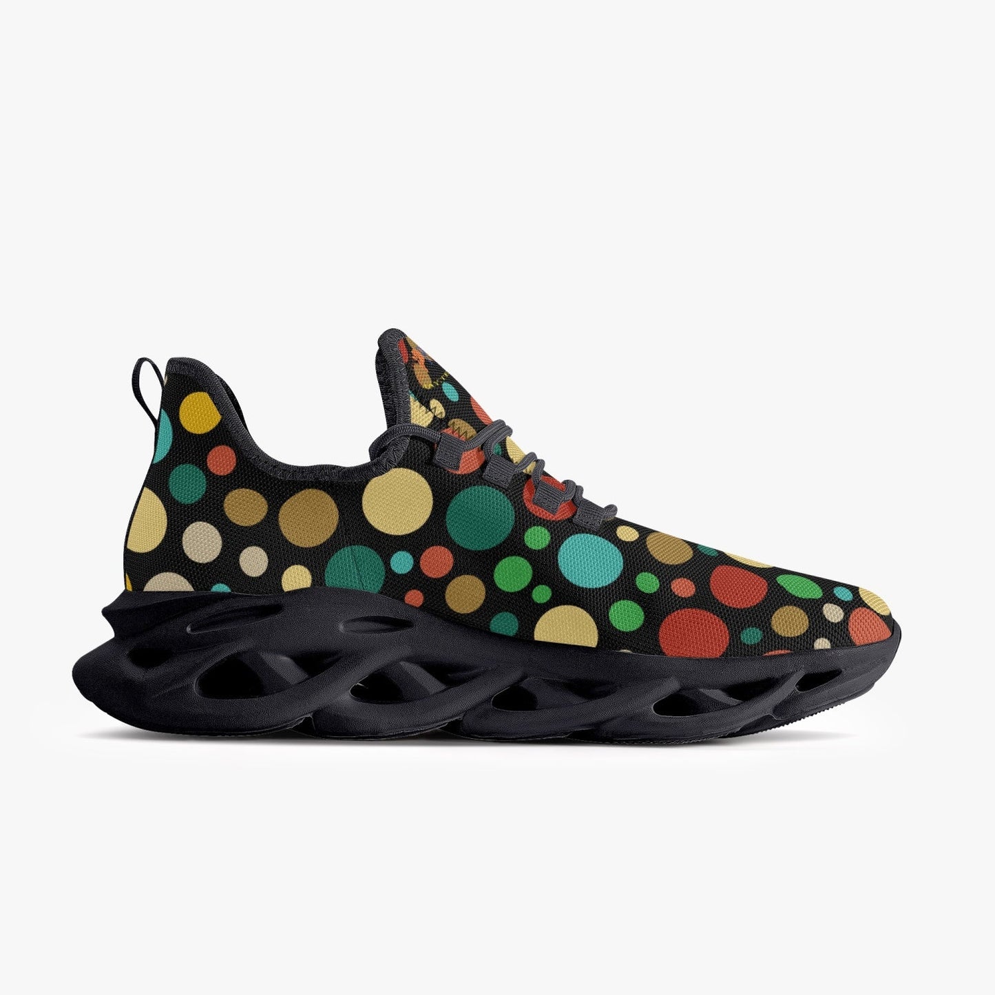 Xpreshun Dots Bounce Mesh Knit Sneakers - Black - Xpreshun Fashions