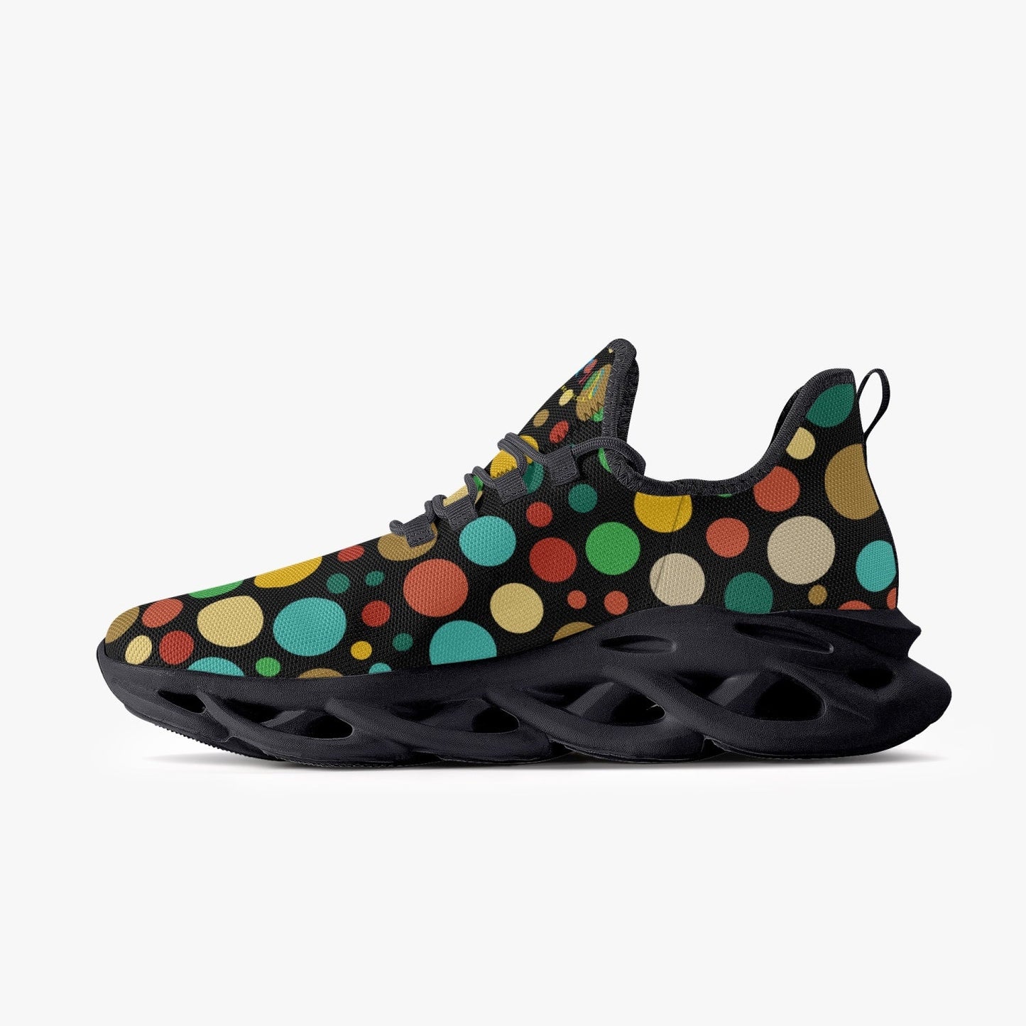 Xpreshun Dots Bounce Mesh Knit Sneakers - Black - Xpreshun Fashions