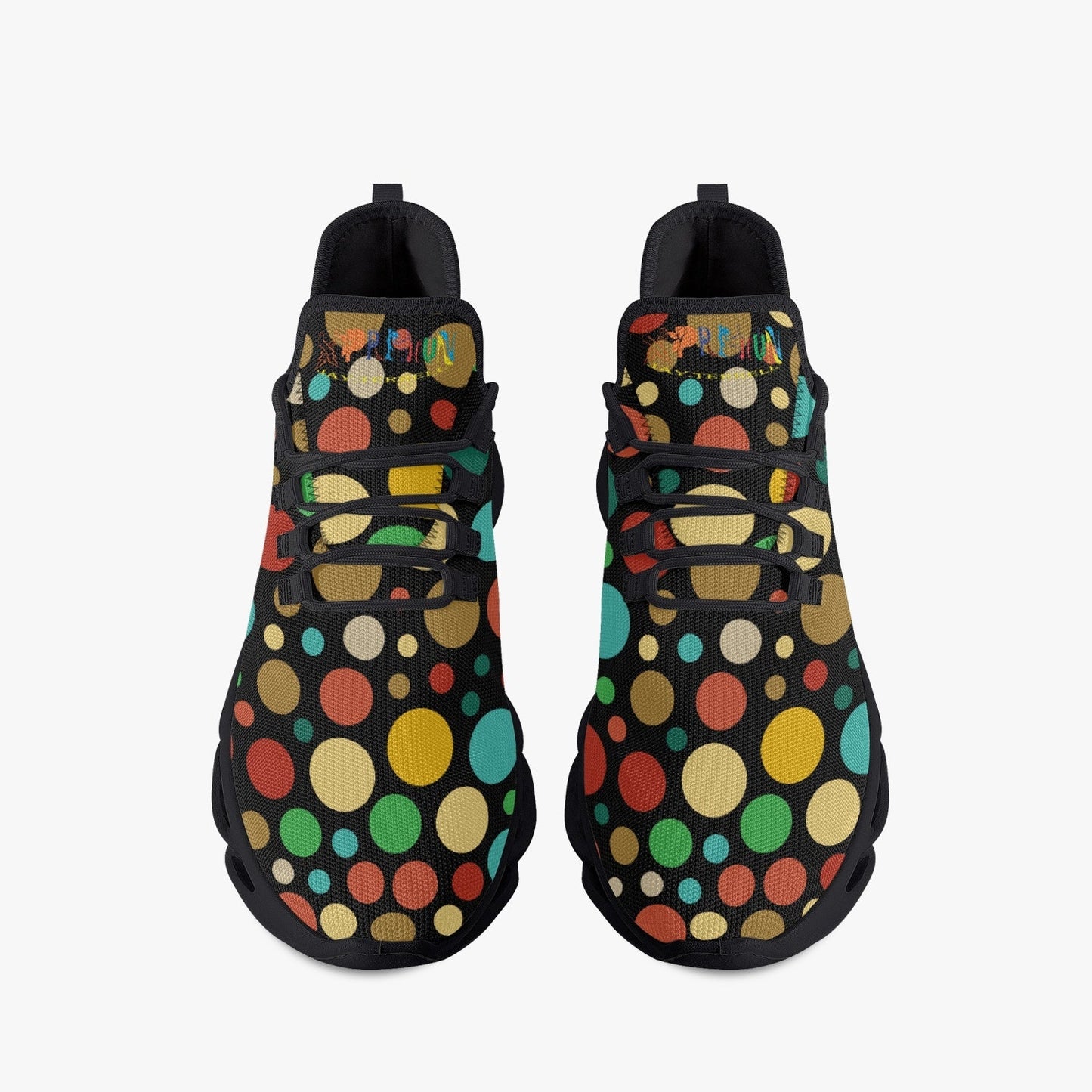 Xpreshun Dots Bounce Mesh Knit Sneakers - Black - Xpreshun Fashions