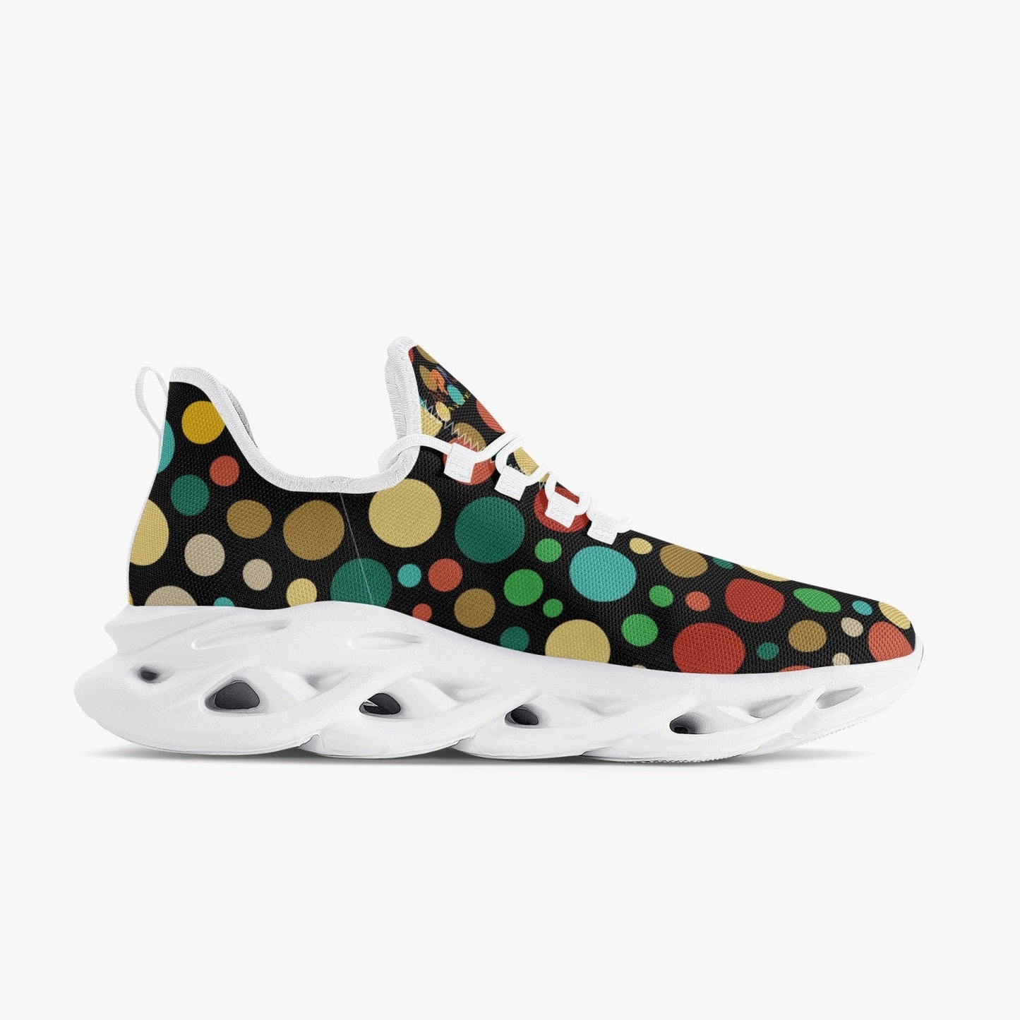 Xpreshun Dots Bounce Mesh Knit Sneakers - White - Xpreshun Fashions