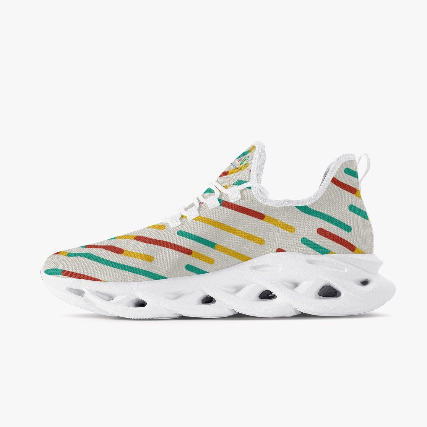 Xpreshun Stripes Bounce Mesh Knit Sneakers - White - Xpreshun Fashions