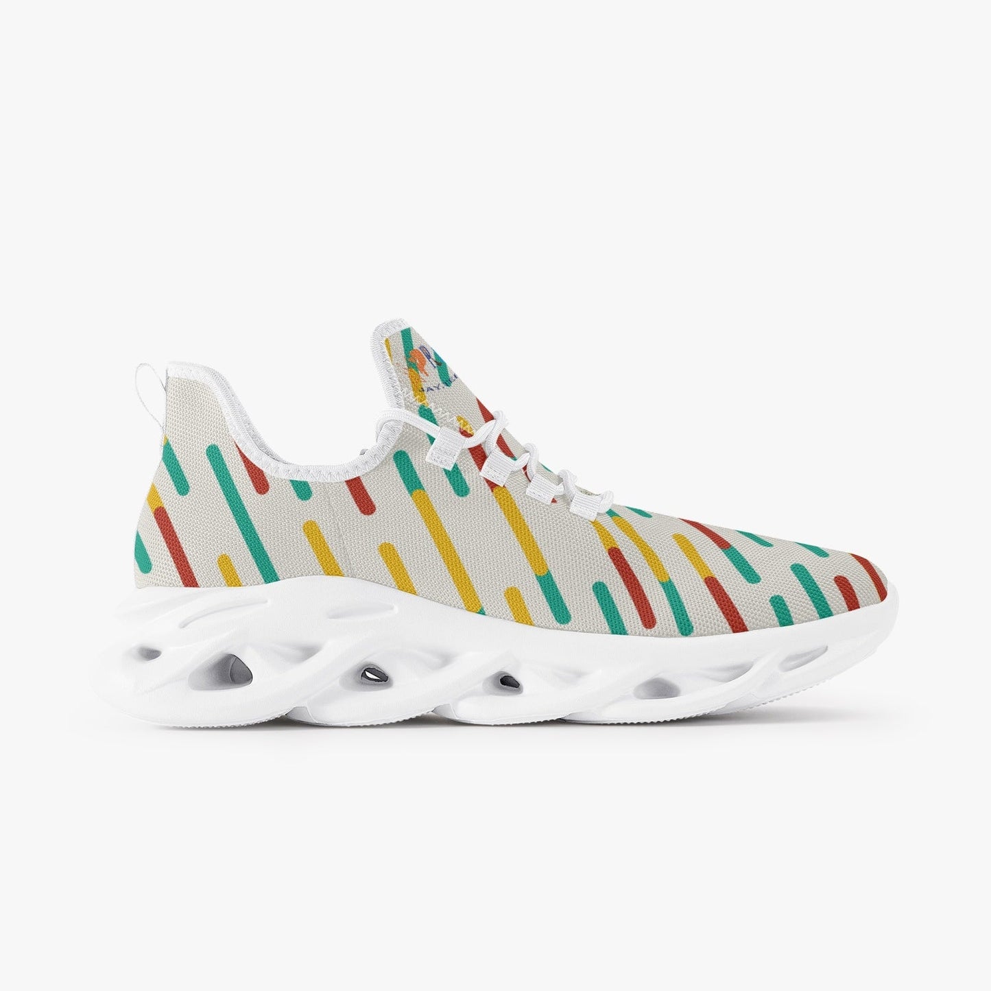 Xpreshun Stripes Bounce Mesh Knit Sneakers - White - Xpreshun Fashions