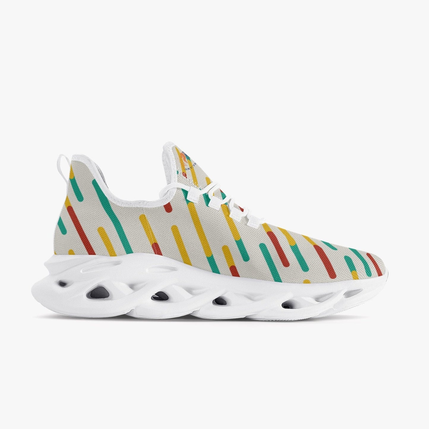 Xpreshun Stripes Bounce Mesh Knit Sneakers - White - Xpreshun Fashions