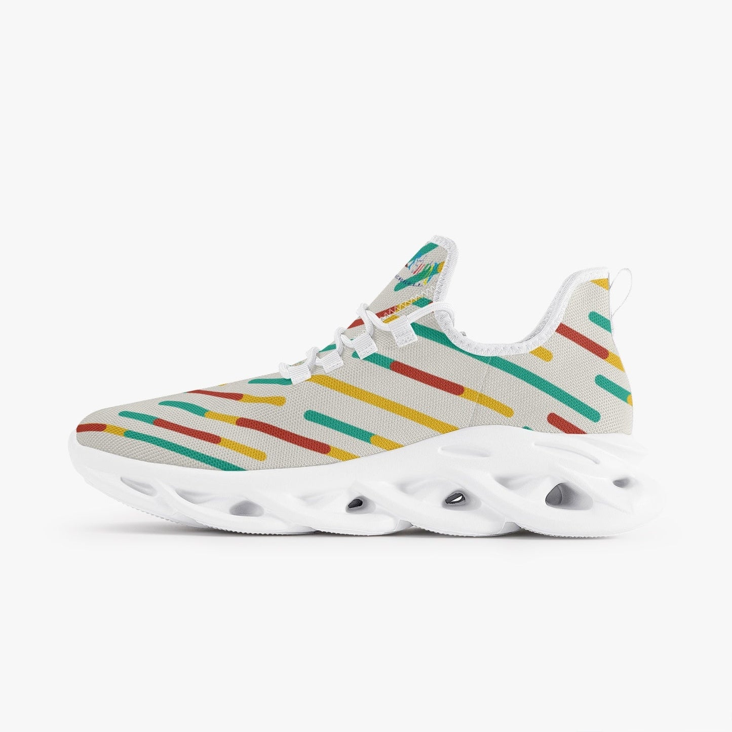 Xpreshun Stripes Bounce Mesh Knit Sneakers - White - Xpreshun Fashions