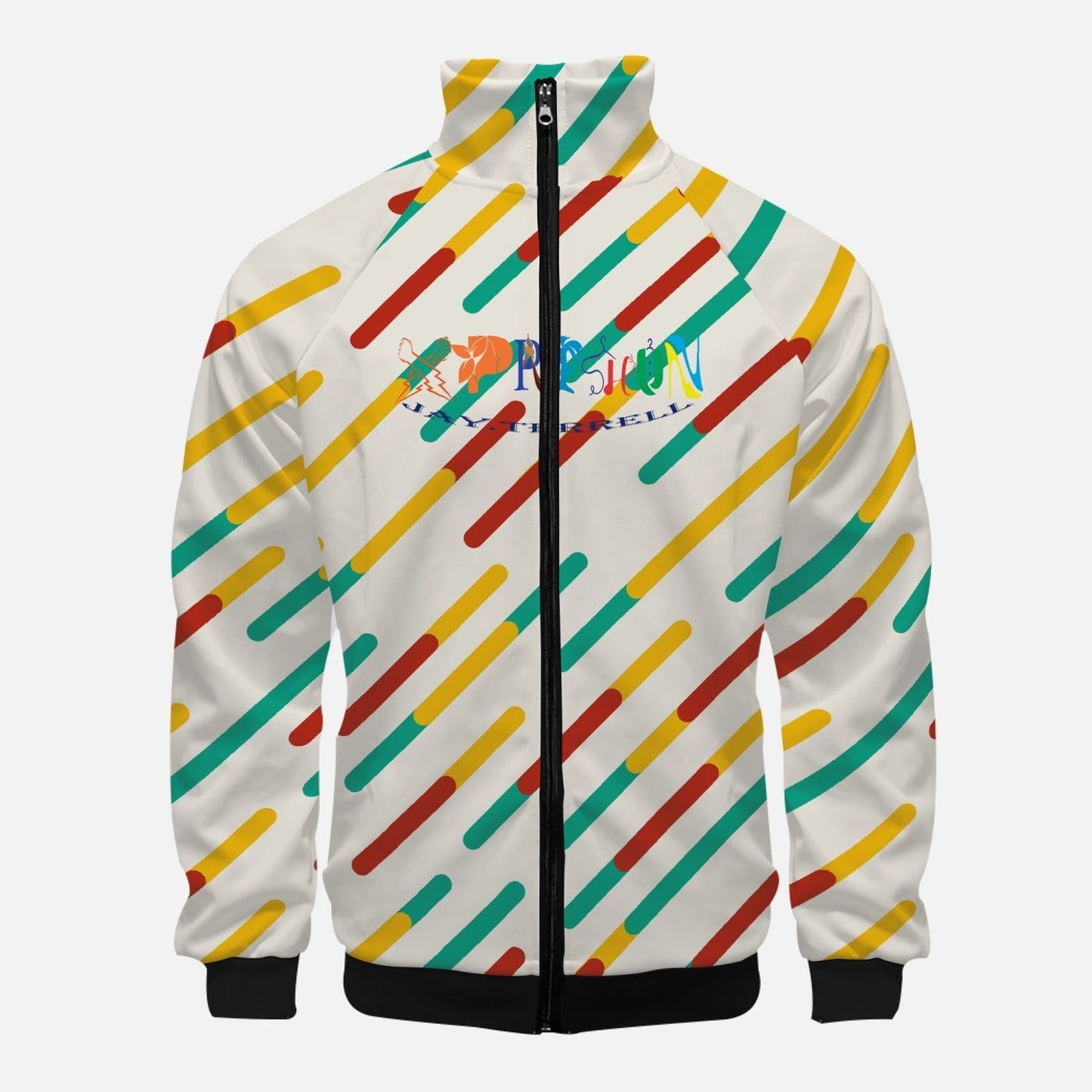 Xpreshun Stripes - Stand Collar Zipper-up Hoodie