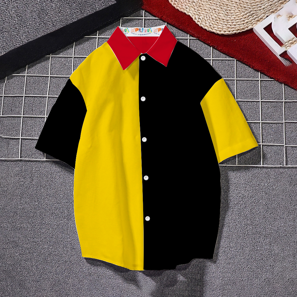 Red, Black and Gold Short Sleeve Shirt