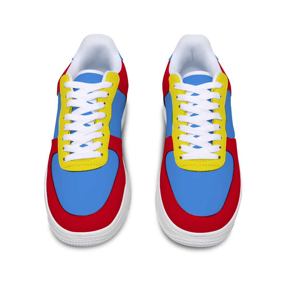 Xpreshun Red, Yellow, and Blue Custom Color Block Unisex Sports Shoes