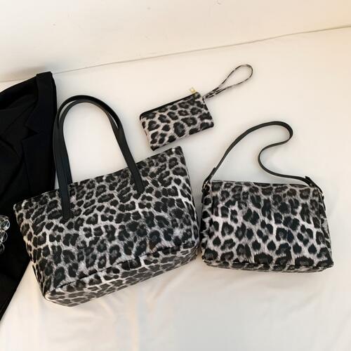 3-Piece Leopard PU Leather Bag Set