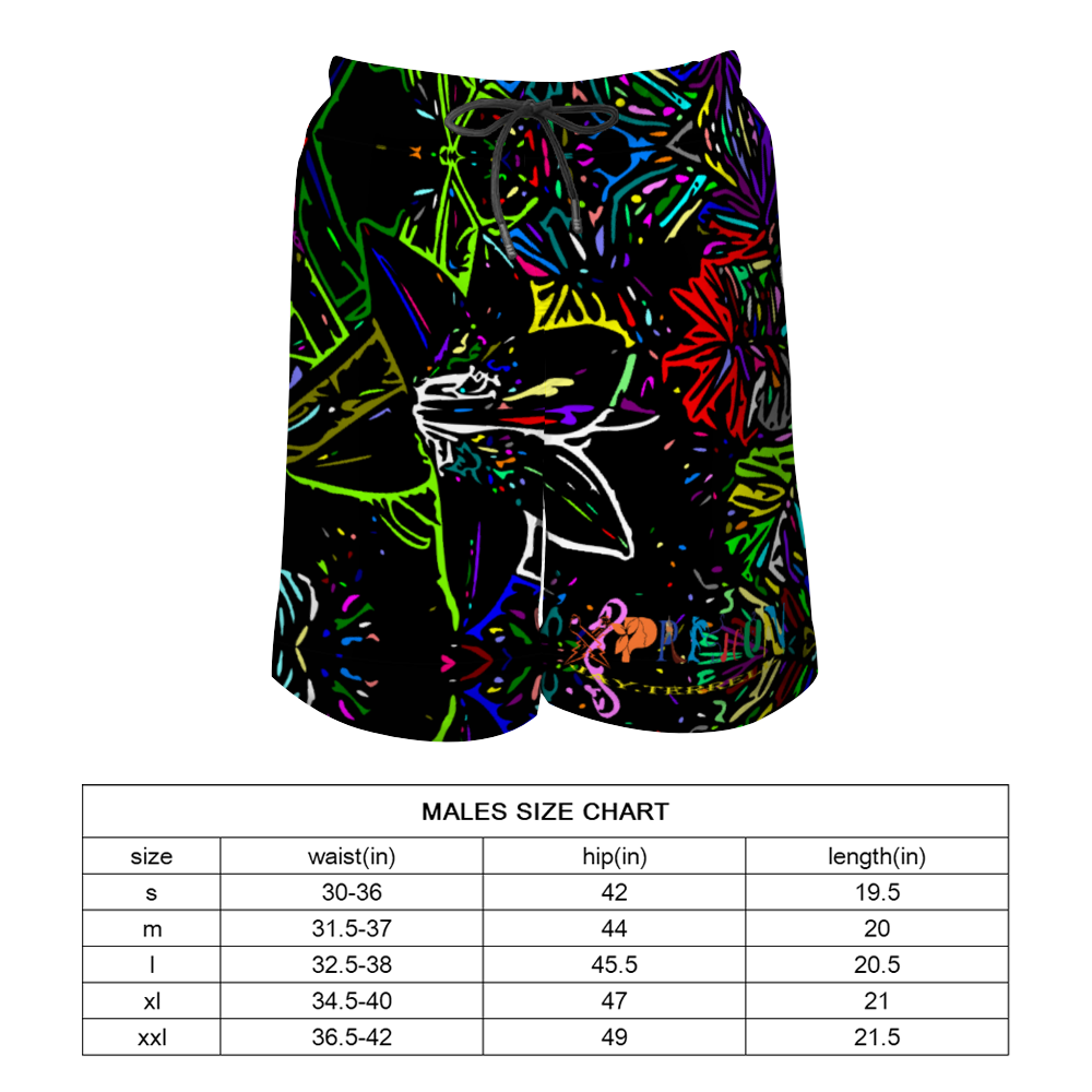 Abstract Flower Quick Drying Swim Trunks Beach Shorts with Mesh Lining