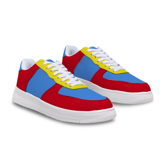 Xpreshun Red, Yellow, and Blue Custom Color Block Unisex Sports Shoes