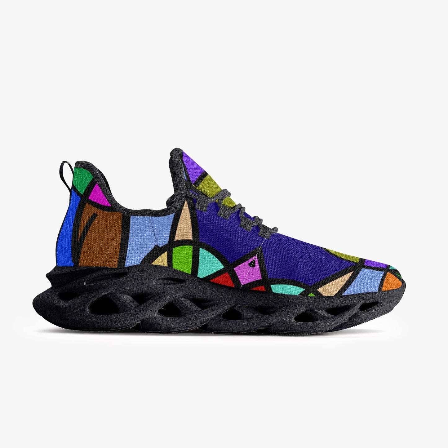 Colorful Xpreshun Bounce Mesh Knit Sneakers - Black - Xpreshun Fashions