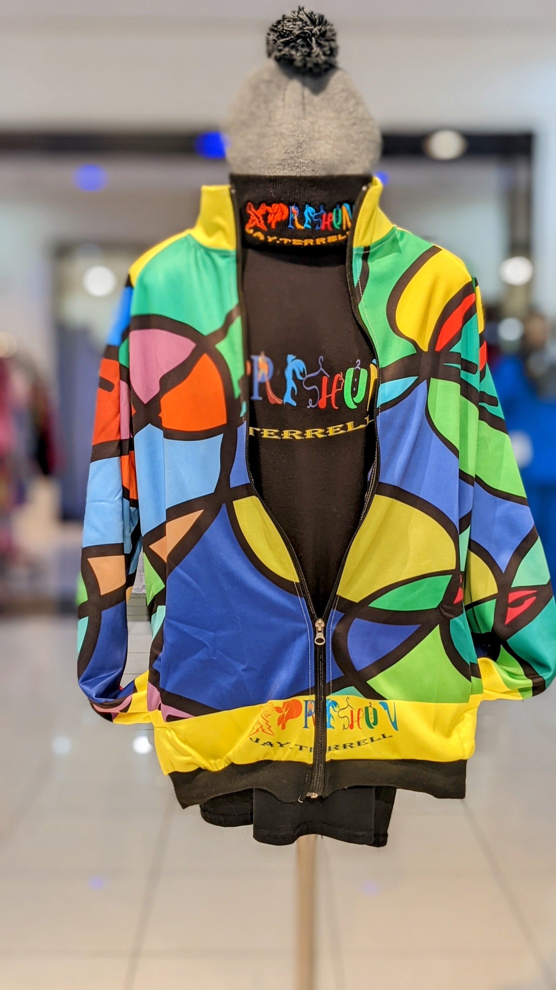 Colorful Xpreshun Stand Collar Zipper-up Hoodie