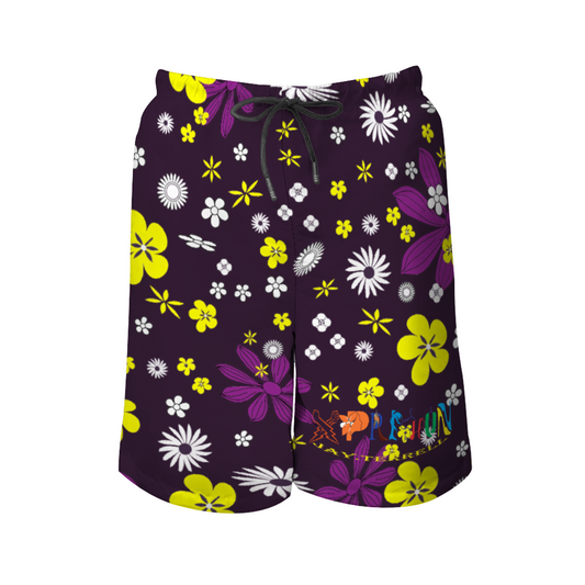 Xpreshun Wild Flower Quick Drying Swim Trunks Beach Shorts with Mesh Lining