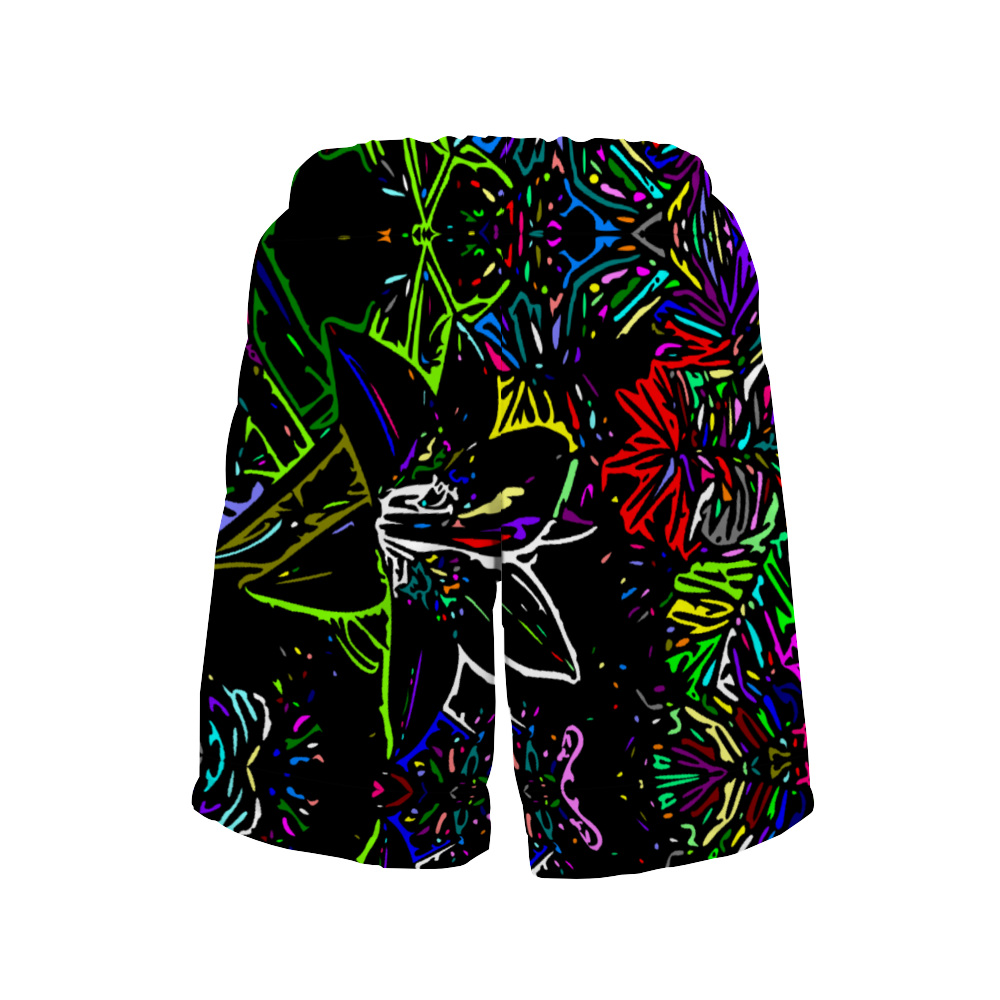 Abstract Flower Quick Drying Swim Trunks Beach Shorts with Mesh Lining