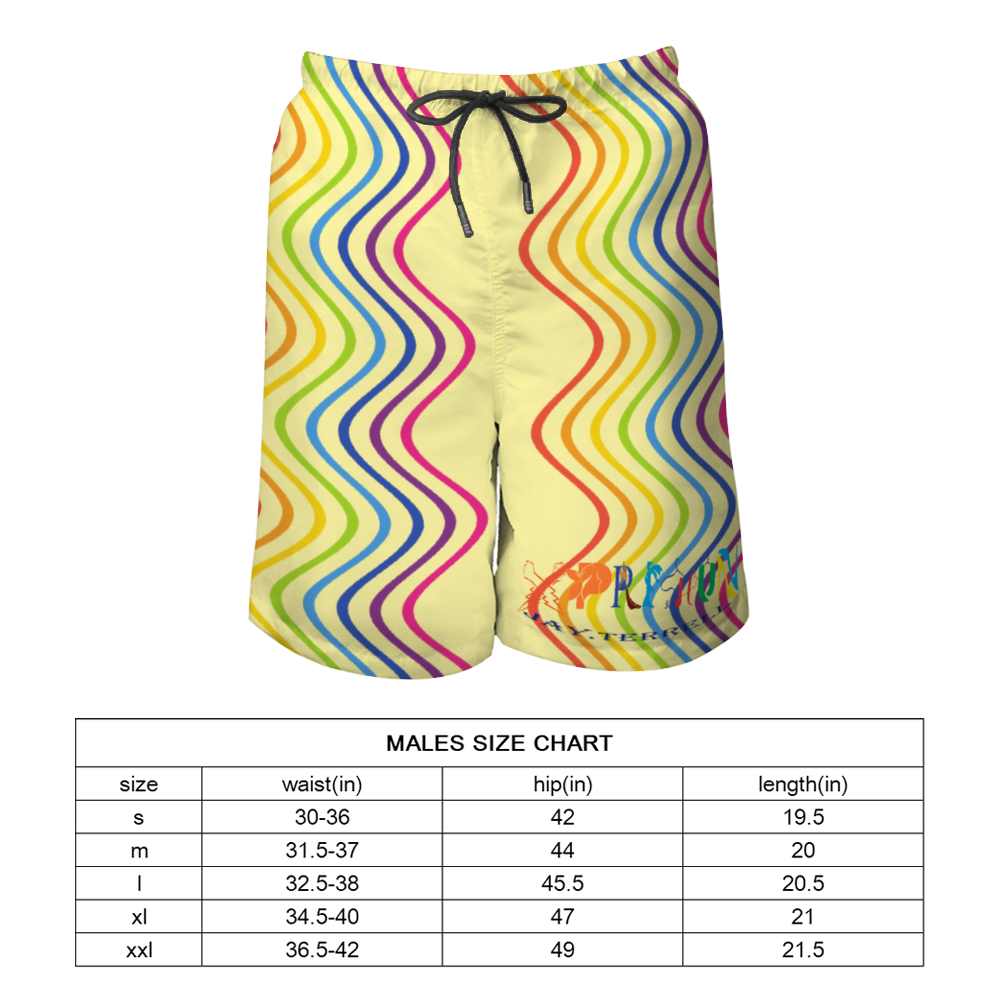 A Groovy Rainbow Quick Drying Swim Trunks Beach Shorts with Mesh Lining