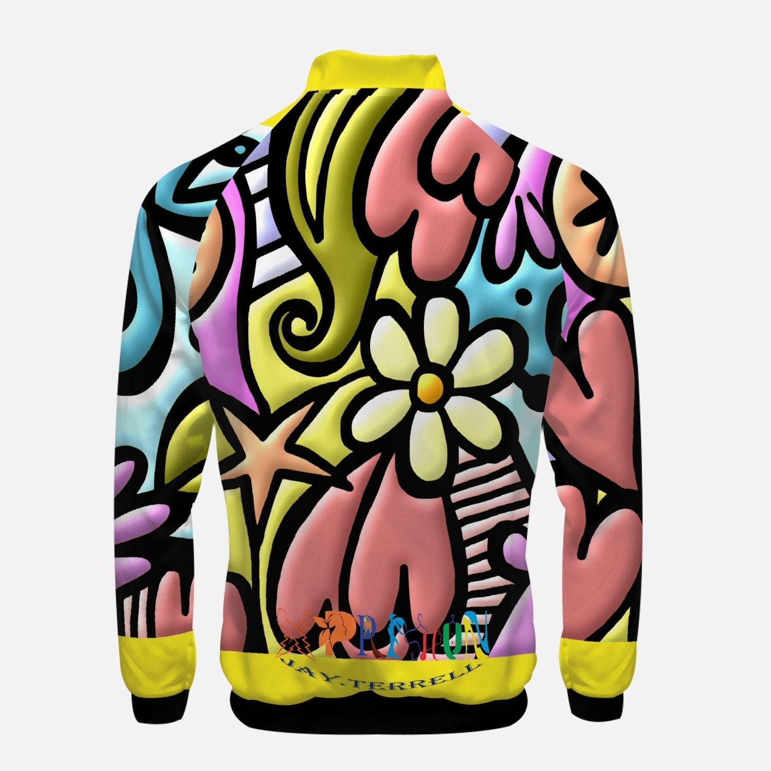Graphic Flowers of Xpreshun Stand Collar Zipper-up Hoodie