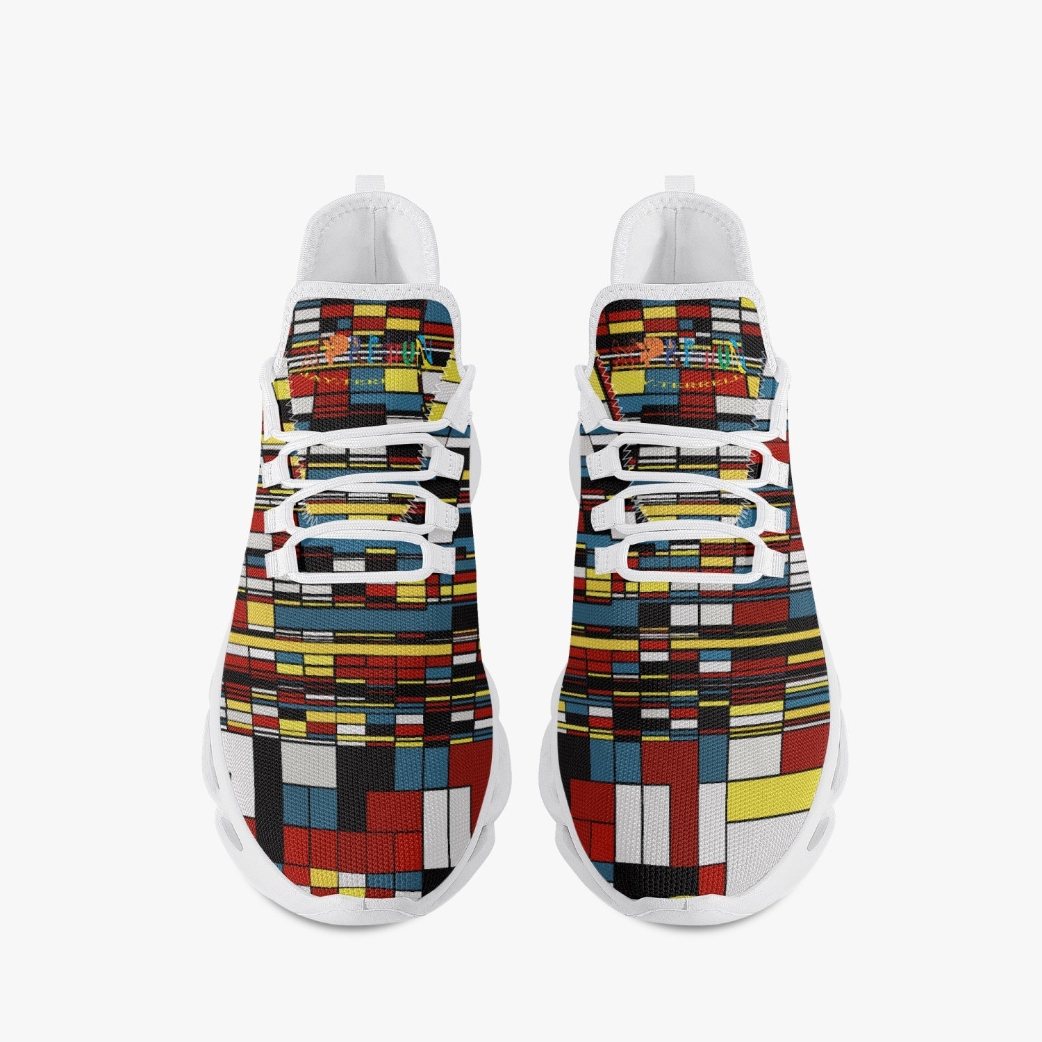 Jay Terrell Rubik Cube Bounce Mesh Knit Sneakers - White - Xpreshun Fashions
