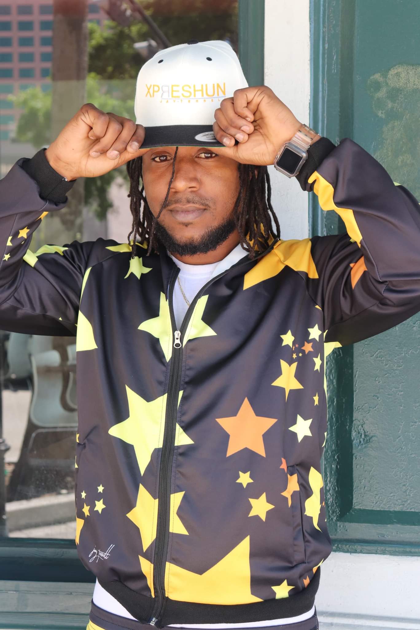 Jay Terrell Signature Stars Collar Zipper-up Hoodie