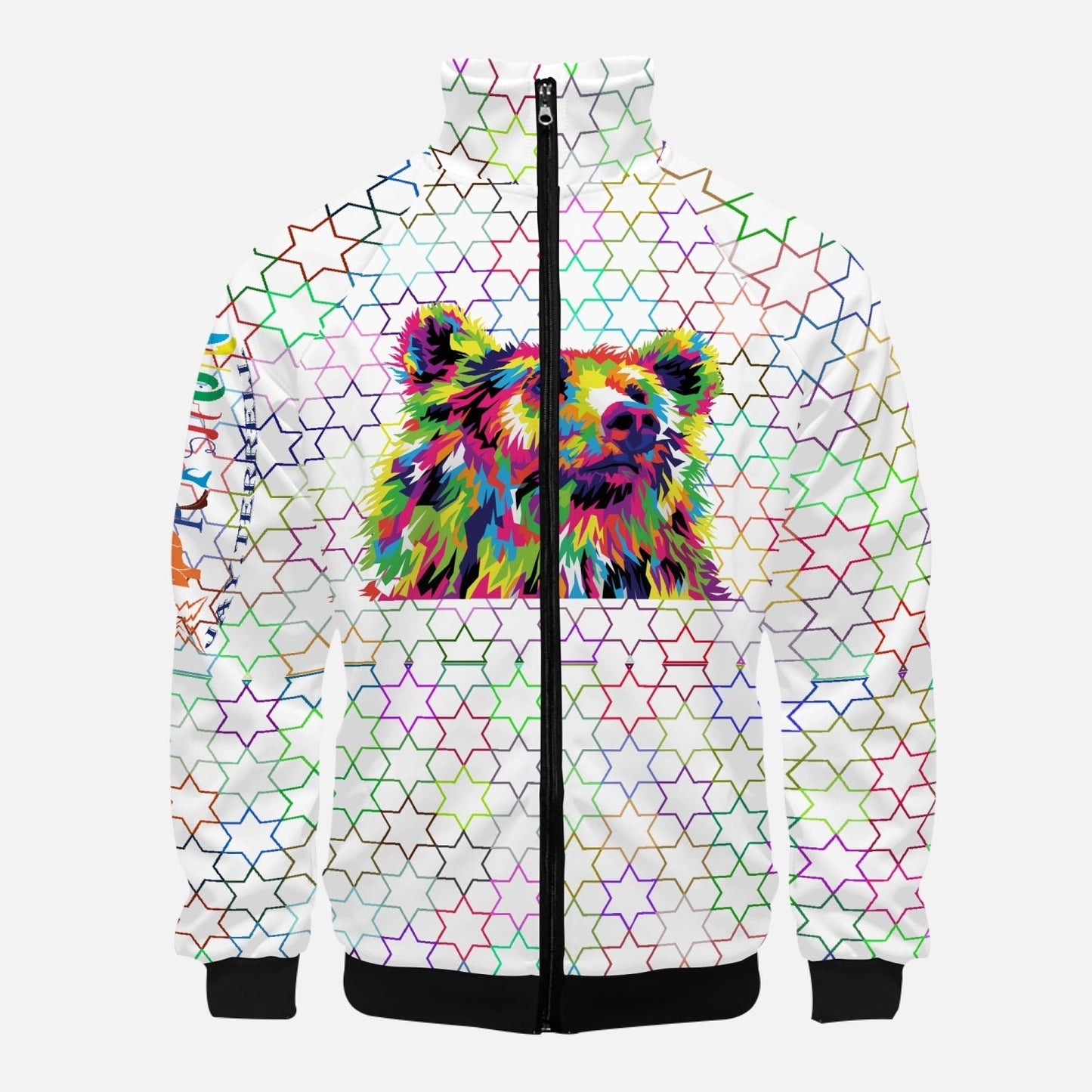 Surrounded by Stars (white) Stand Collar Zipper-up Hoodie