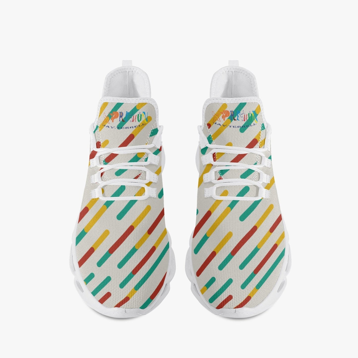 Xpreshun Stripes Bounce Mesh Knit Sneakers - White - Xpreshun Fashions