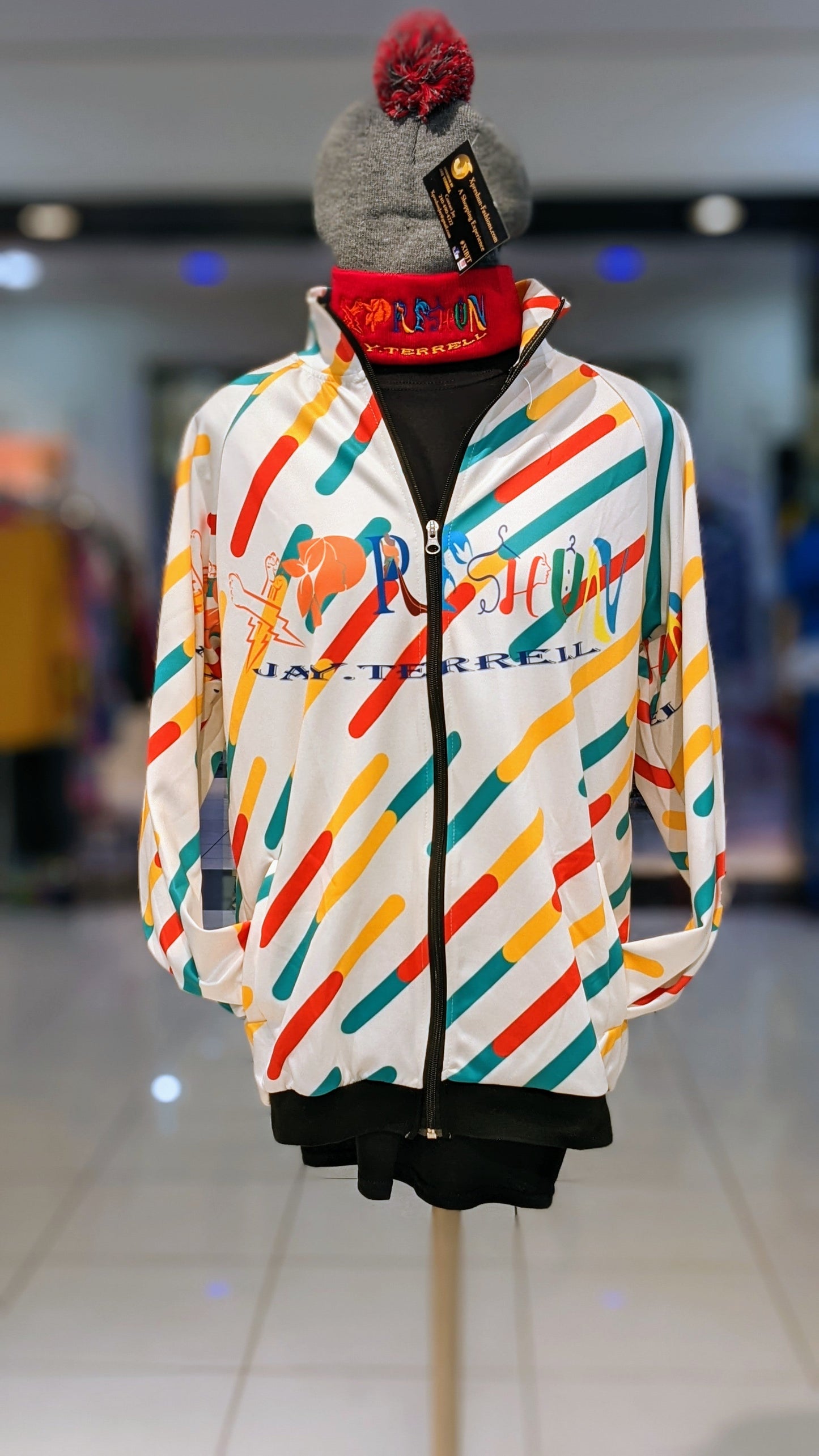 Xpreshun Stripes - Stand Collar Zipper-up Hoodie